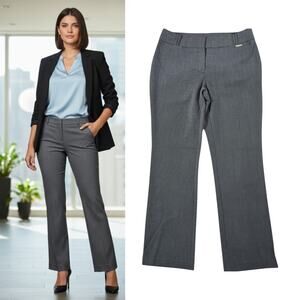 Ann Klein Modern Pants Wmn's Sz 4 Black White Print Straight Leg Mid Rise Career